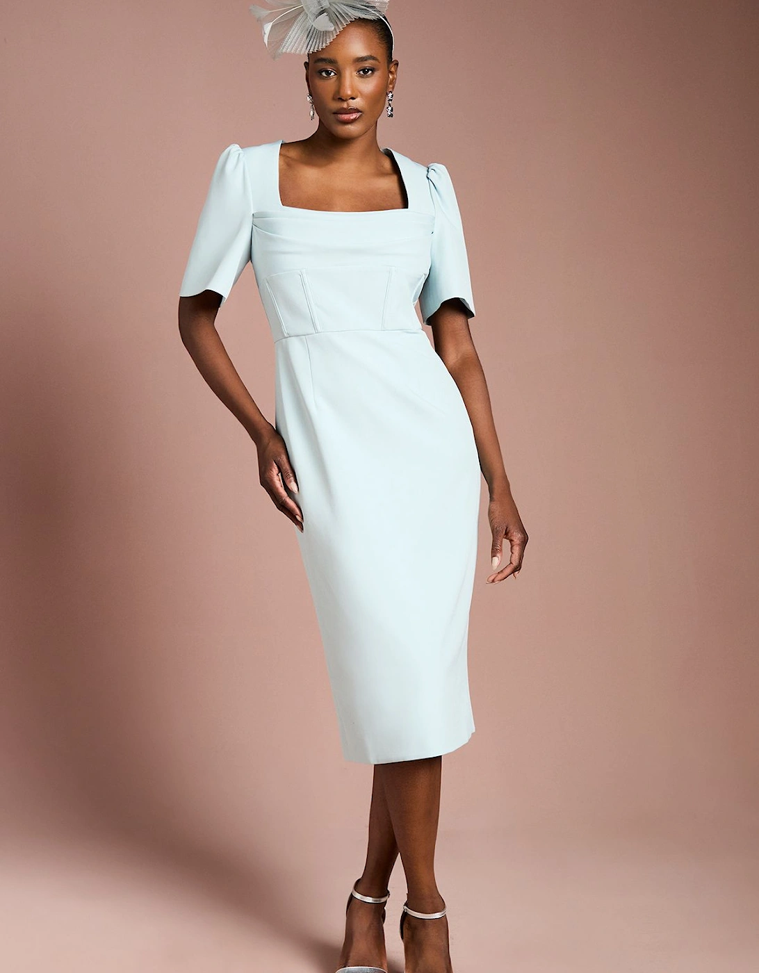 Short Sleeve Corset Pencil Dress, 2 of 1