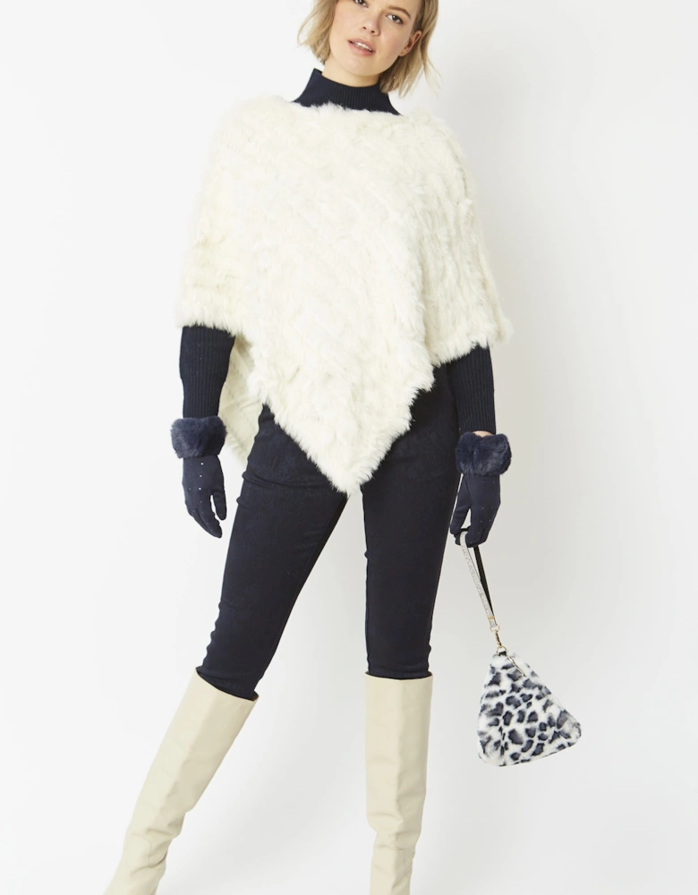 Grey Pyramid Faux Fur Bag