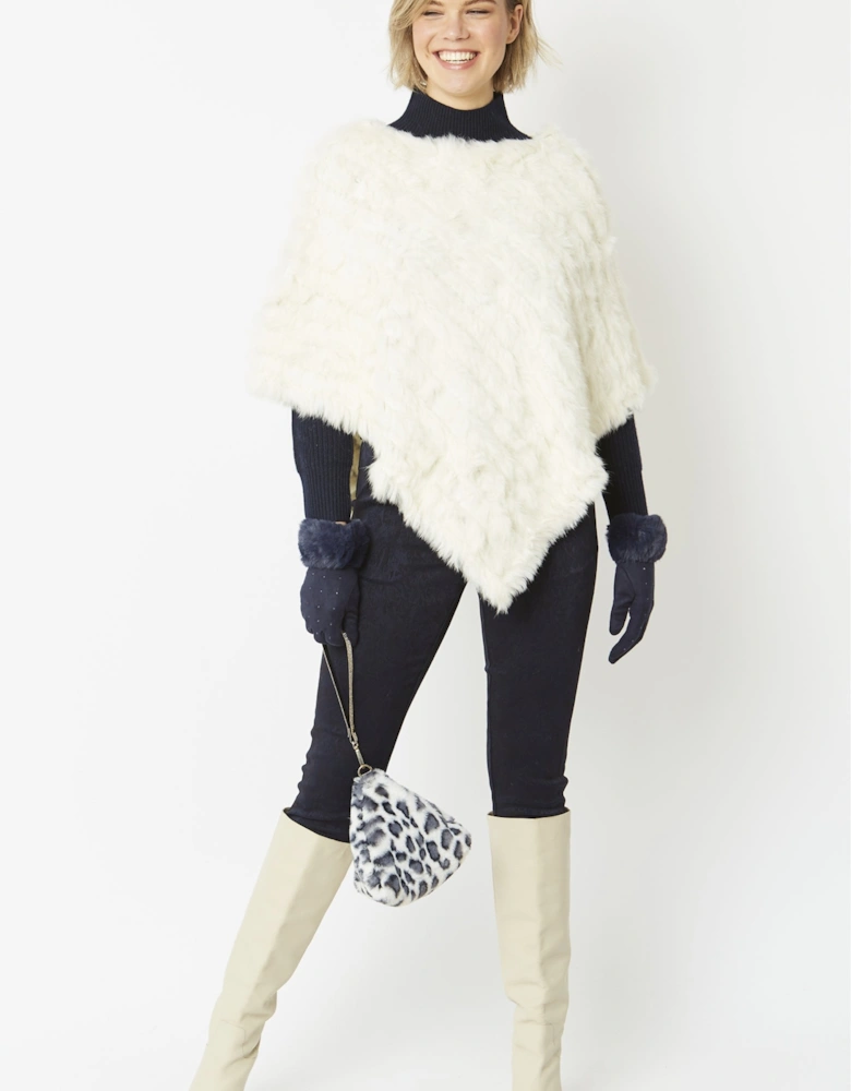 Grey Pyramid Faux Fur Bag