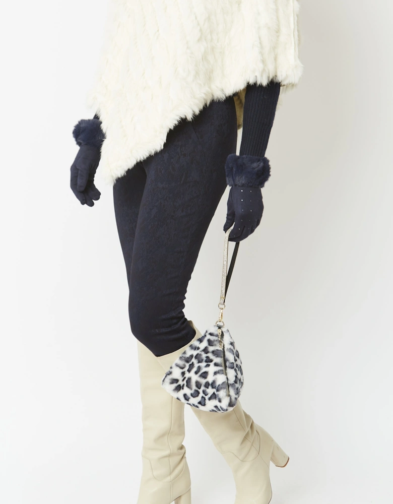 Grey Pyramid Faux Fur Bag