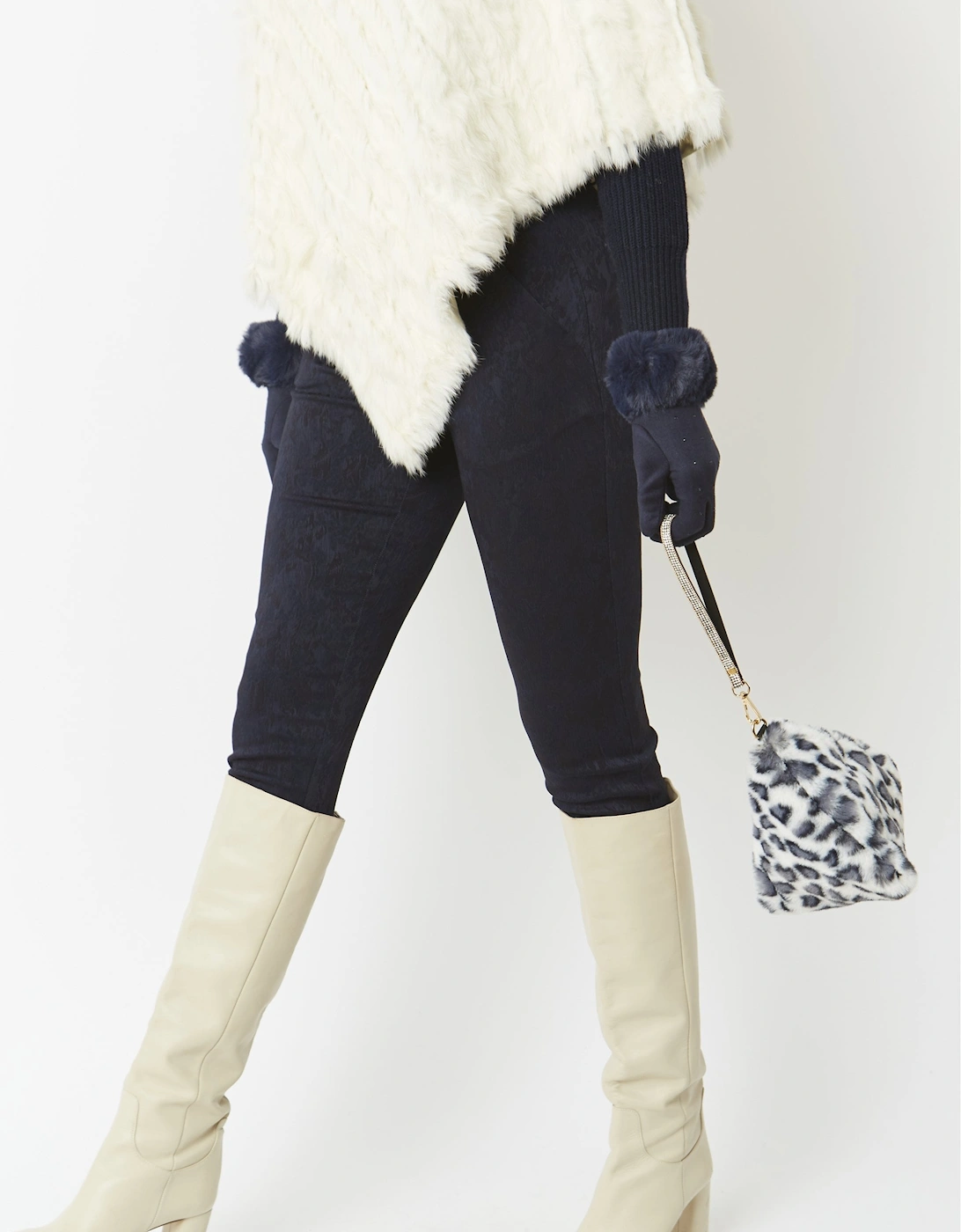 Grey Pyramid Faux Fur Bag