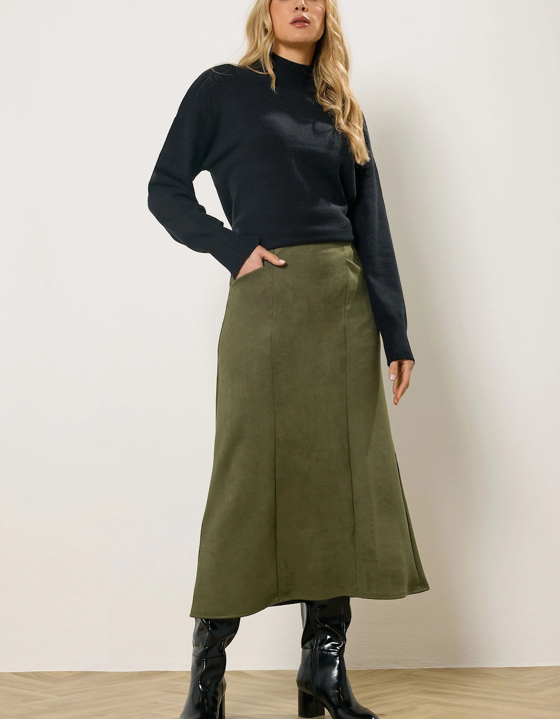 Tall Faux Suede Midi Skirt, 2 of 1