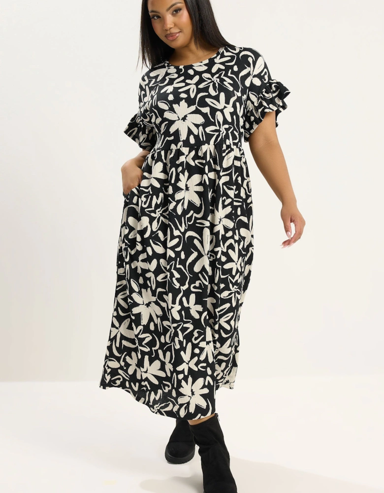 Floral Frill Sleeve Dress