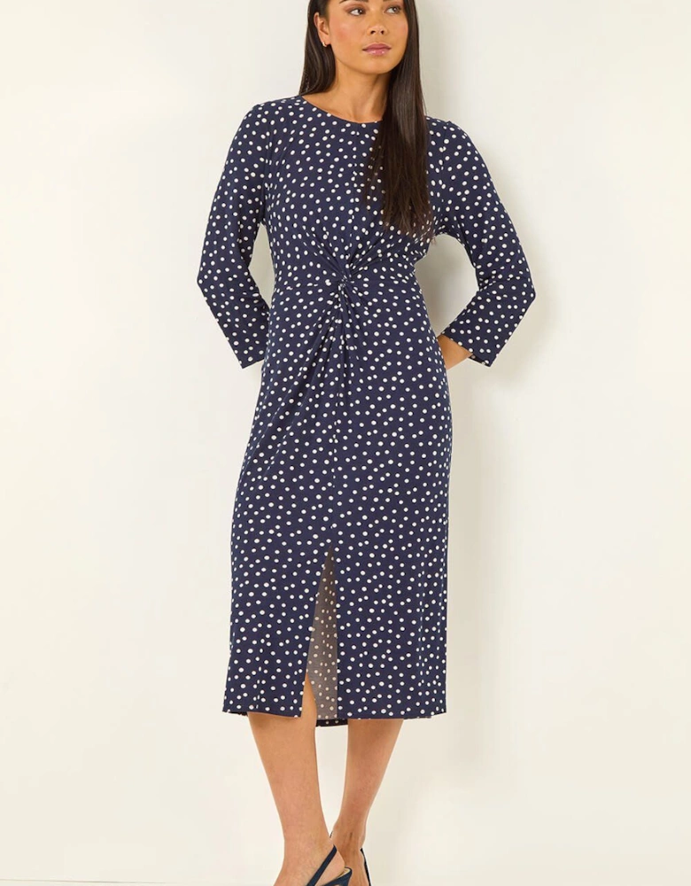 Petite Spot Front Knot Dress