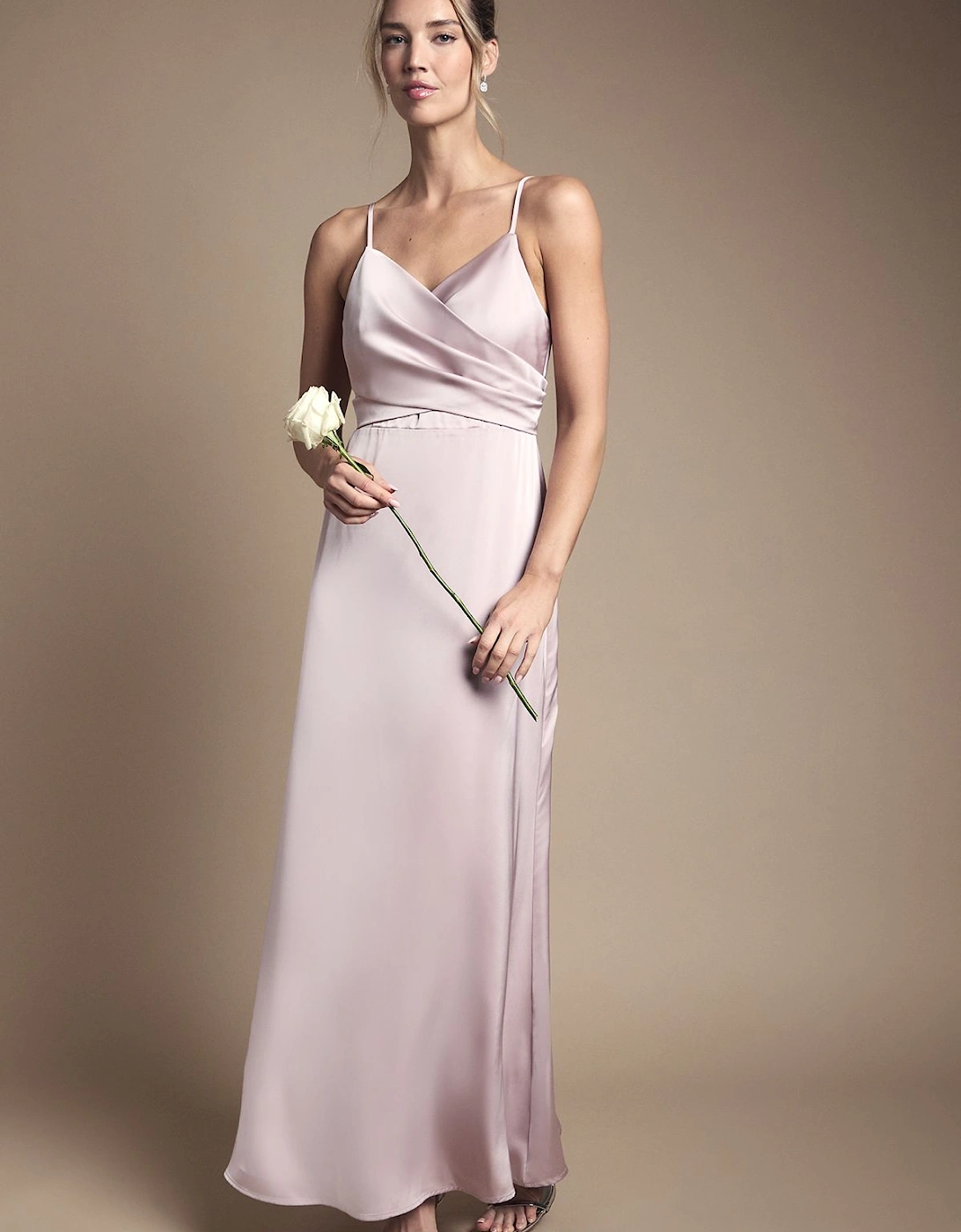 Wrap Waist Satin Cami Bridesmaid Dress, 2 of 1