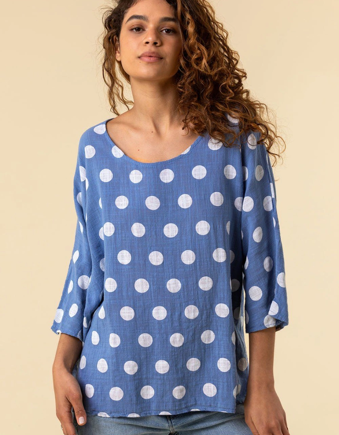 3/4 Sleeve Spot Print Tunic Top, 2 of 1