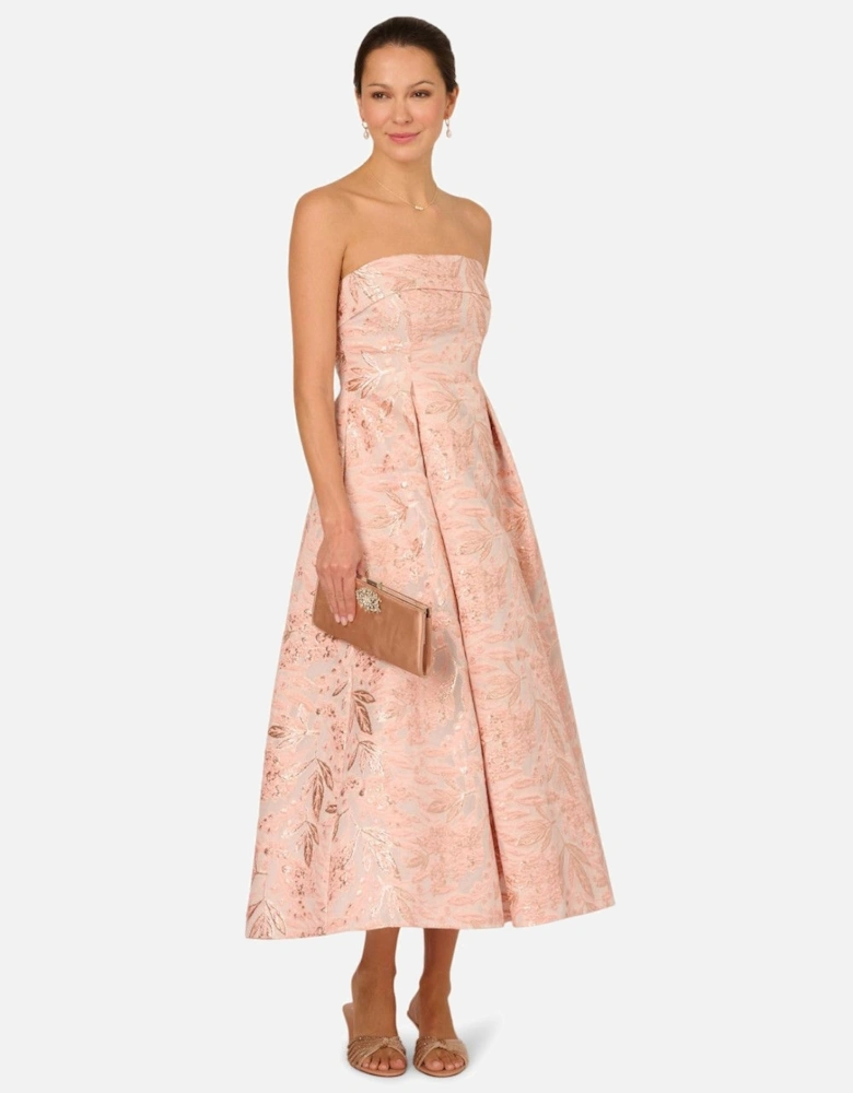 Strapless Jacquard Ankle Dress