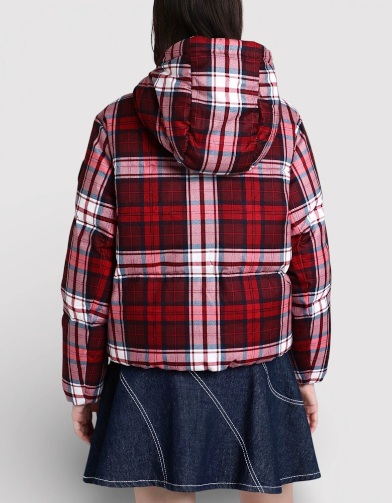 New York Tartan Puffer Jacket Red