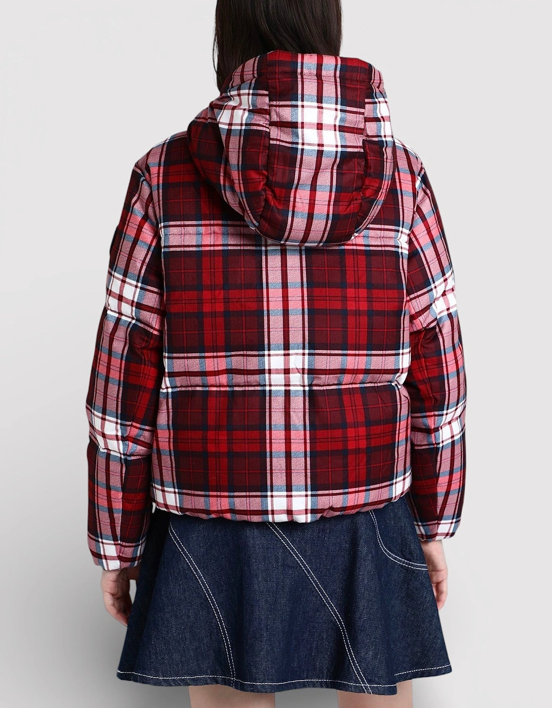 New York Tartan Puffer Jacket Red