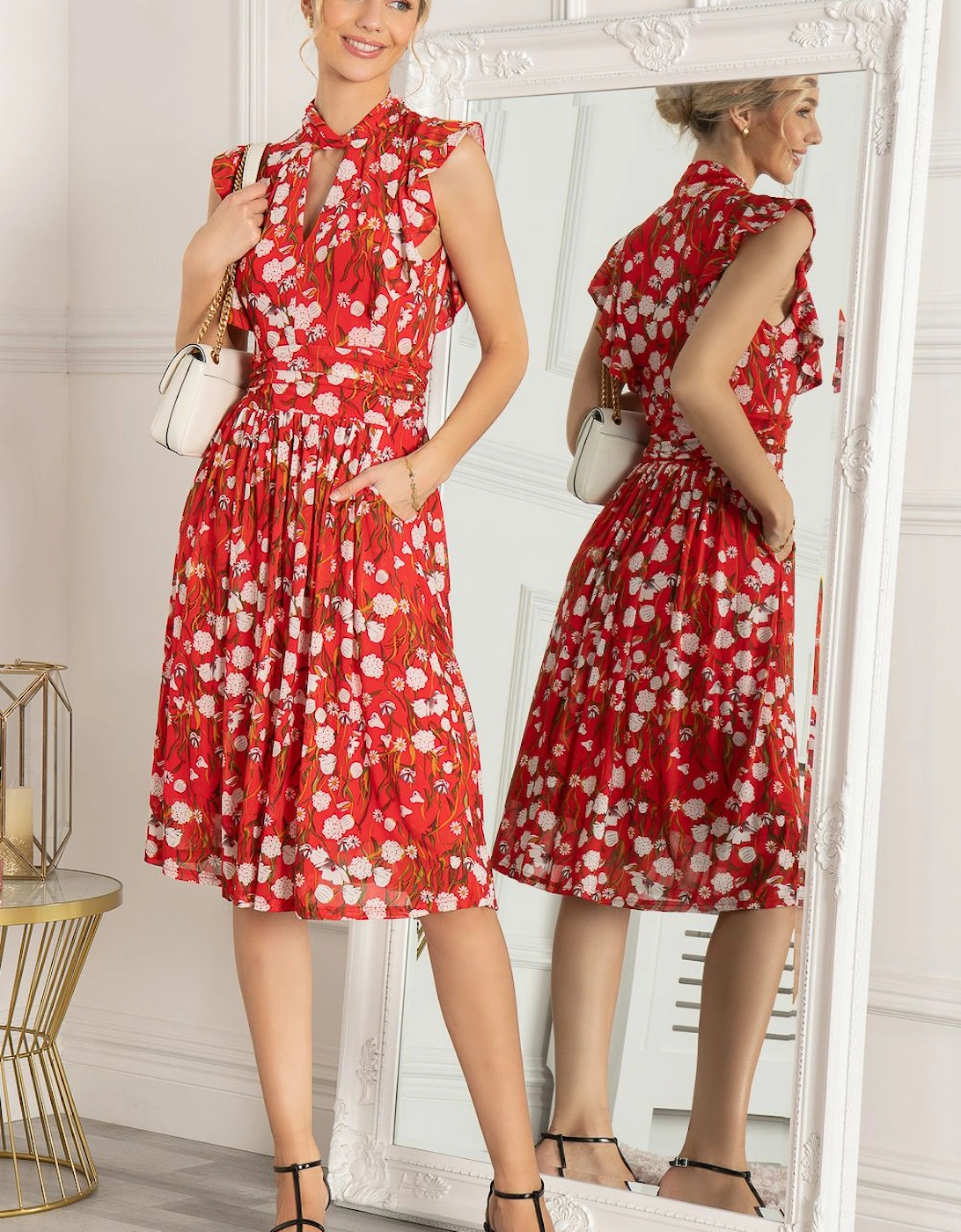 Lunna High Neck Frill Mesh Dress, 2 of 1