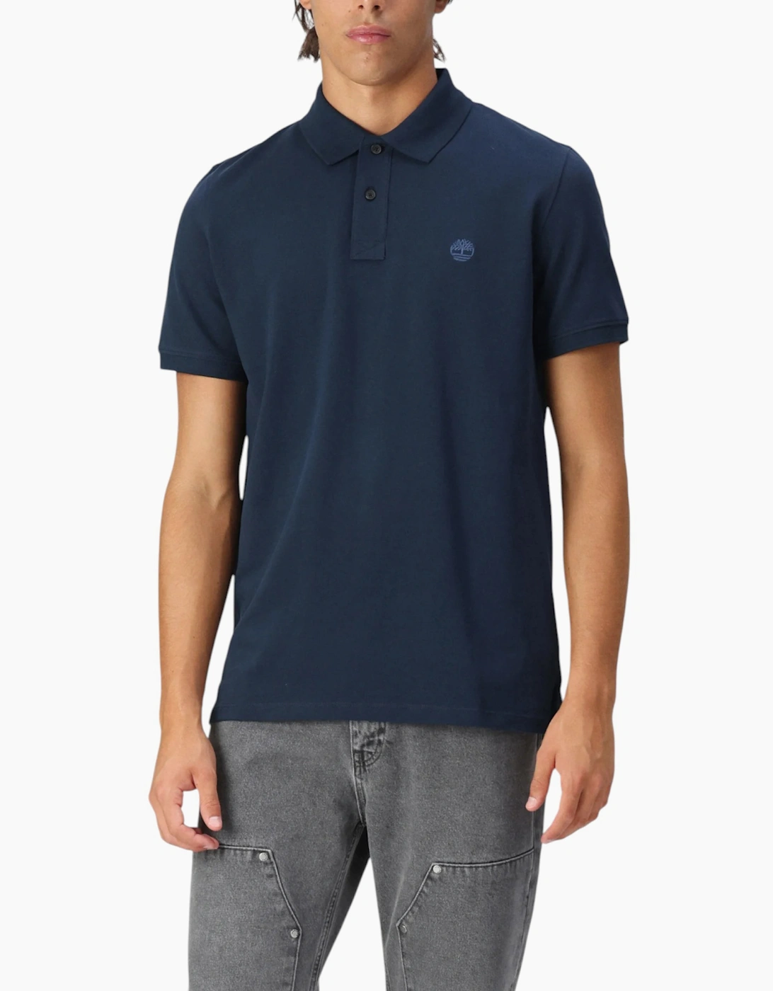 Men's Timberland Mens Polo Shirt Short Sleeve Millers River Pique Cotton Polo Shirts - Navy - Size, 36