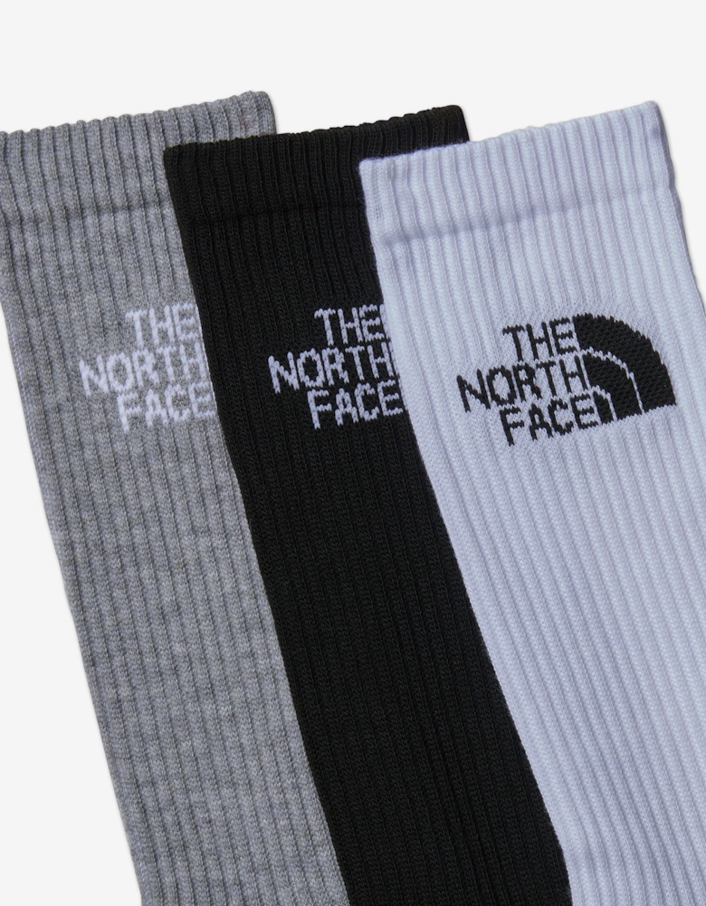 Kids Multi Sport Cush Crew Socks Set (3 Pack) in Black