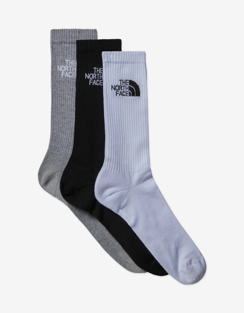 Kids Multi Sport Cush Crew Socks Set (3 Pack) in Black