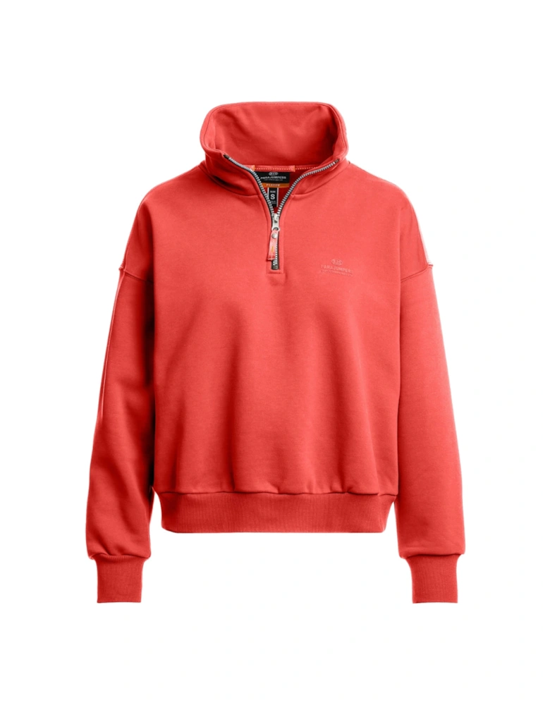 Zendaya Cherry Red Half Zip Sweatshirt