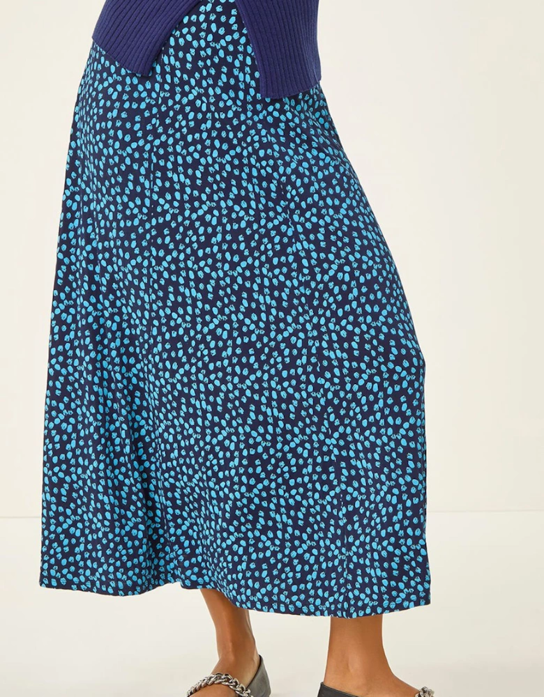 Floral Print Stretch Midi Skirt