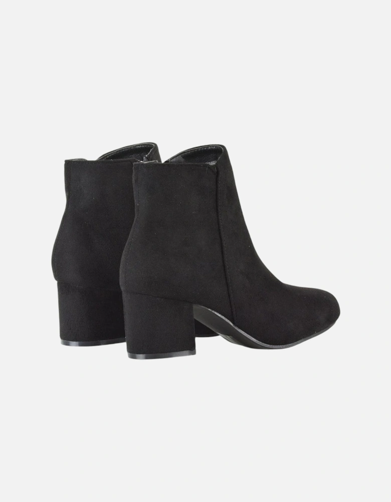 Womens/Ladies Saffy Suedette Zip Medium Block Heel Ankle Boots