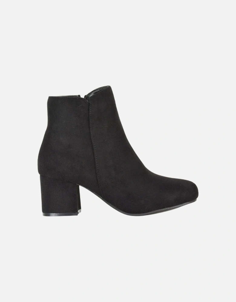 Womens/Ladies Saffy Suedette Zip Medium Block Heel Ankle Boots