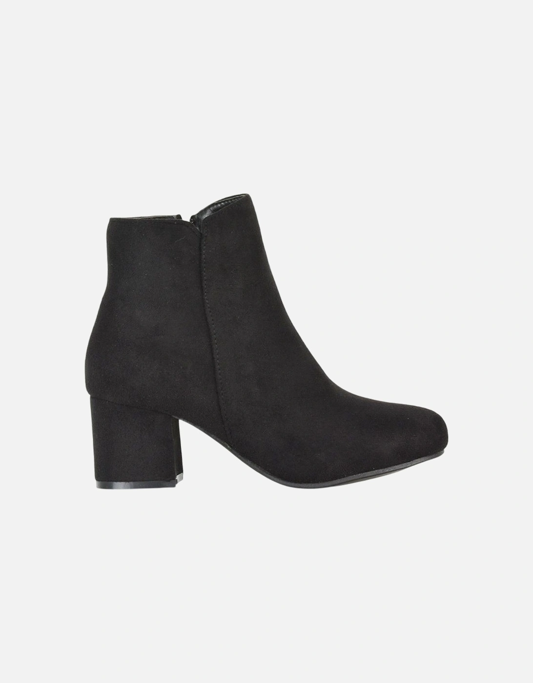 Womens/Ladies Saffy Suedette Zip Medium Block Heel Ankle Boots