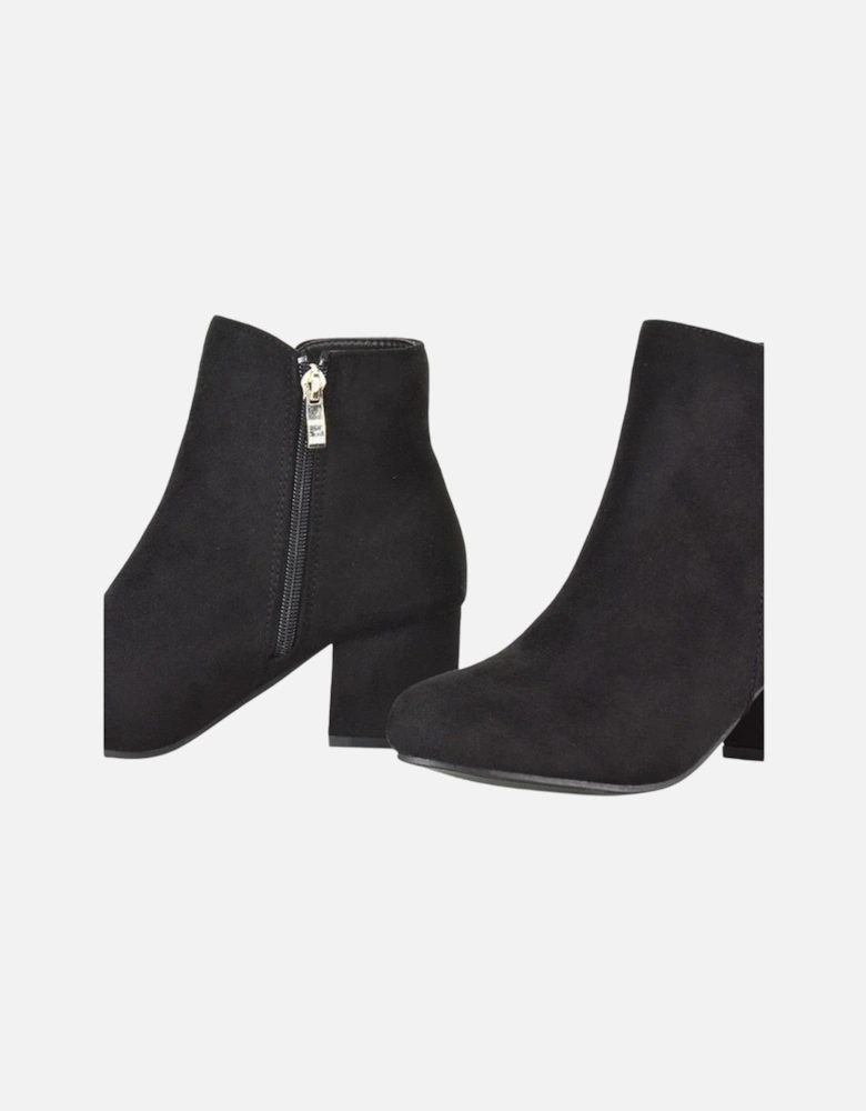 Womens/Ladies Saffy Suedette Zip Medium Block Heel Ankle Boots