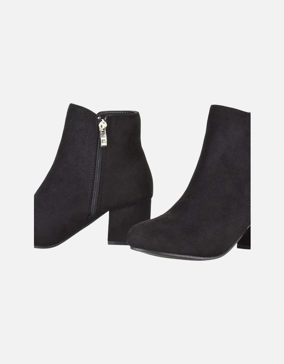 Womens/Ladies Saffy Suedette Zip Medium Block Heel Ankle Boots