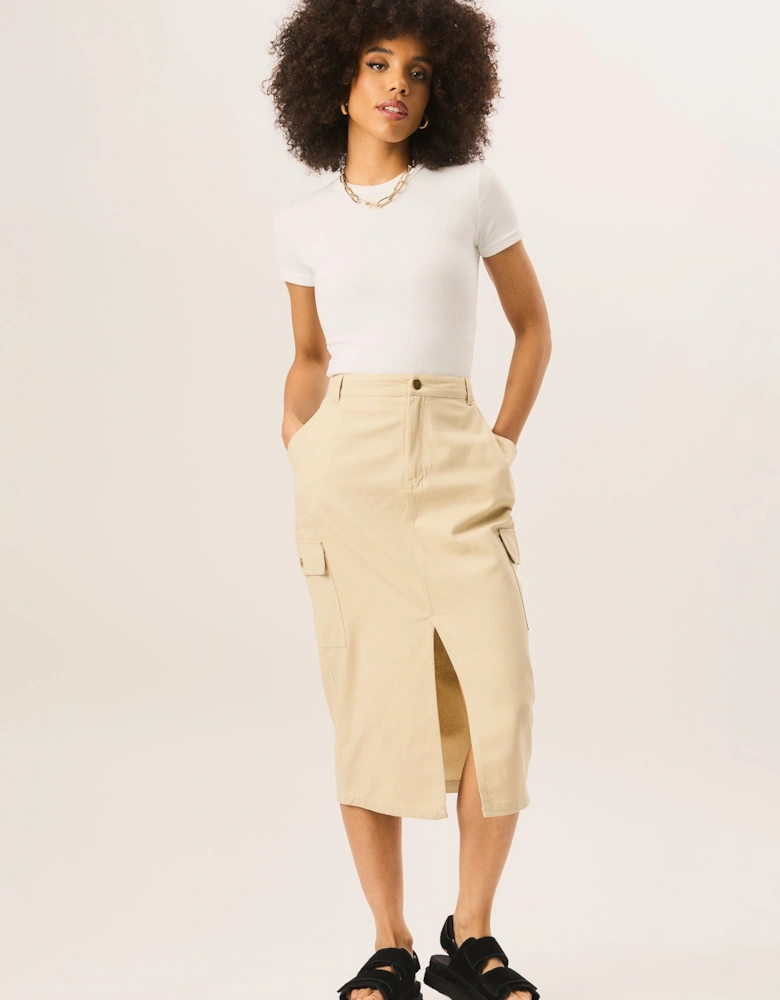 Stone Cargo Midi Skirt