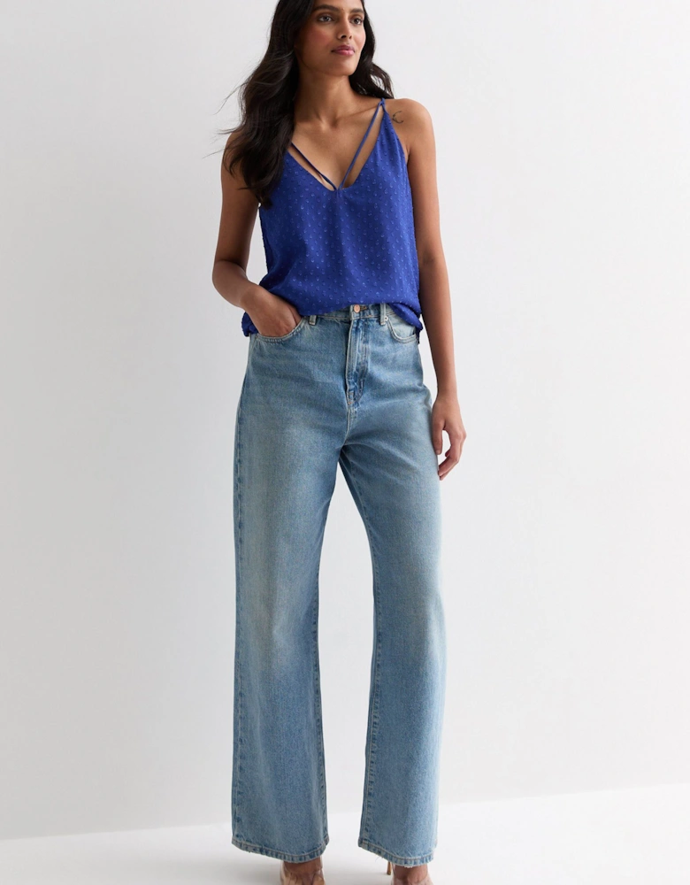 Blue Dobby Chiffon Cami Top