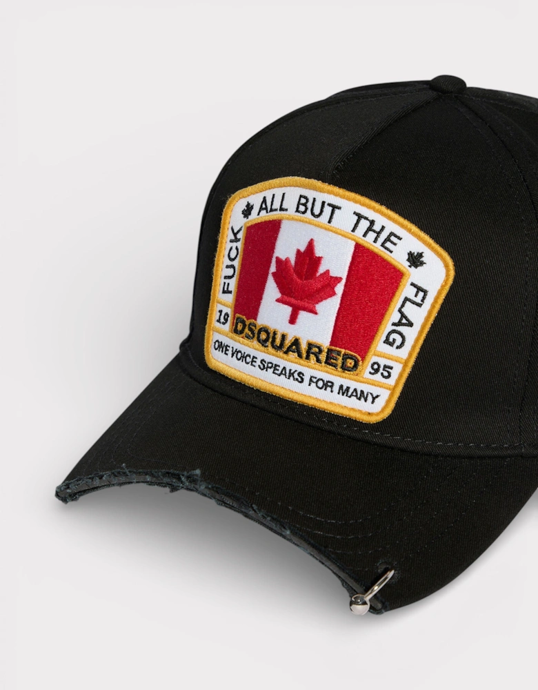 Canadian Flag Baseball Cut Cap Black