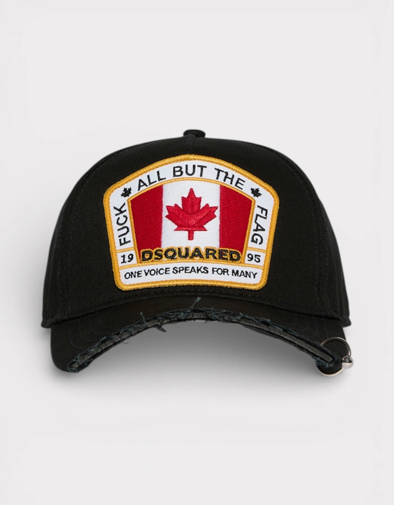 Canadian Flag Baseball Cut Cap Black