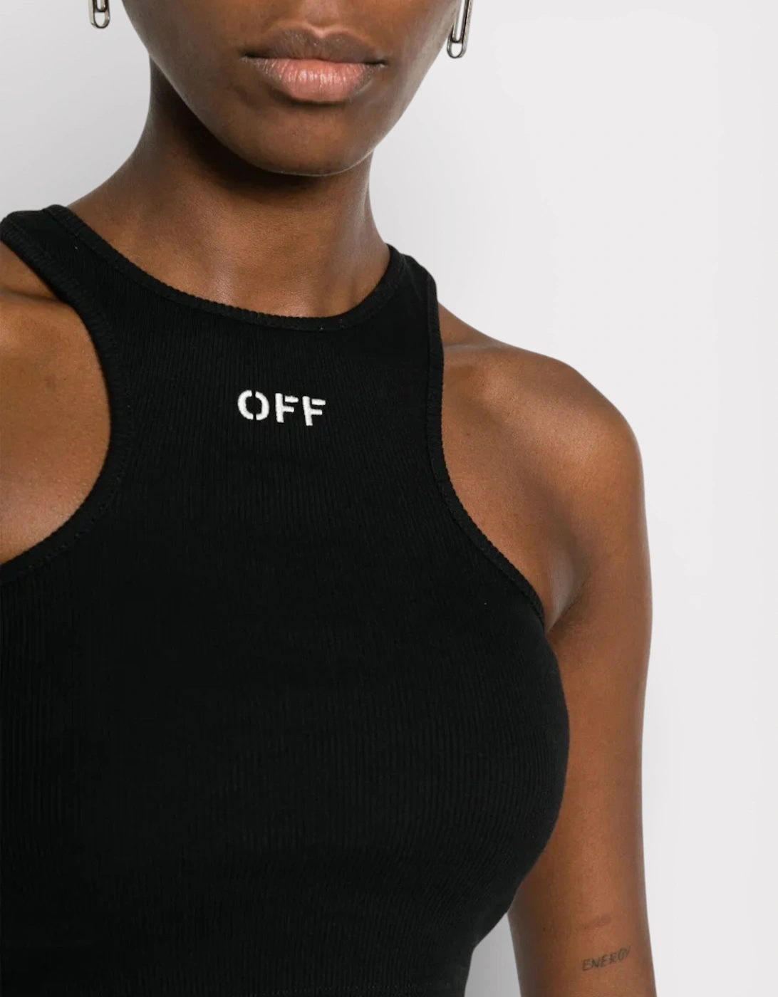 Off Stamp Rib Rowing Top Black