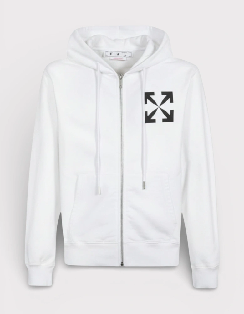 Single Arrow Slim Zip Hoodie White
