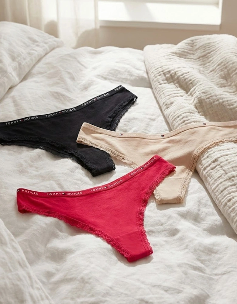 3 PACK LACE Womens Thong Multicoloured