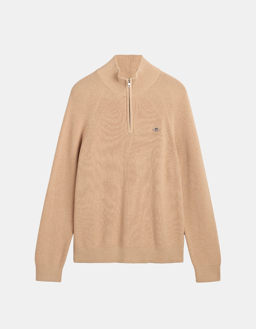 Cotton Wool Rib Half Zip Fleece - Ribbed Cotton Wool Half-Zip Sweatshirt, 6 of 5