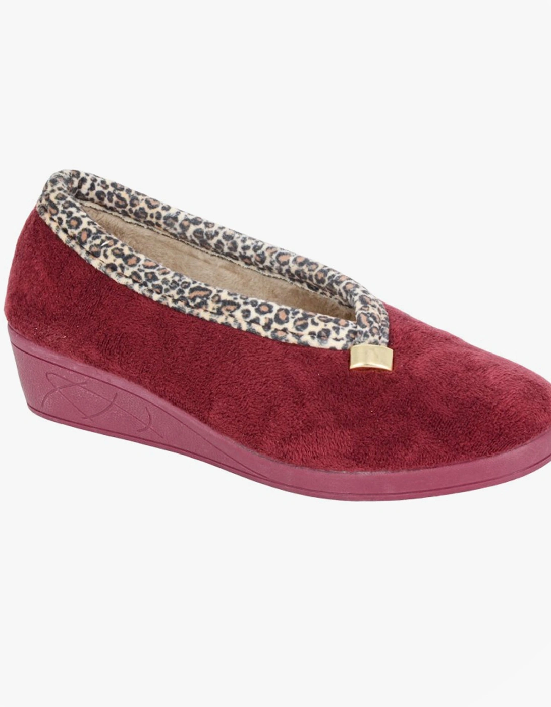DAWN Womens Full Slippers Slippers Burgundy/Ocelot, 4 of 3