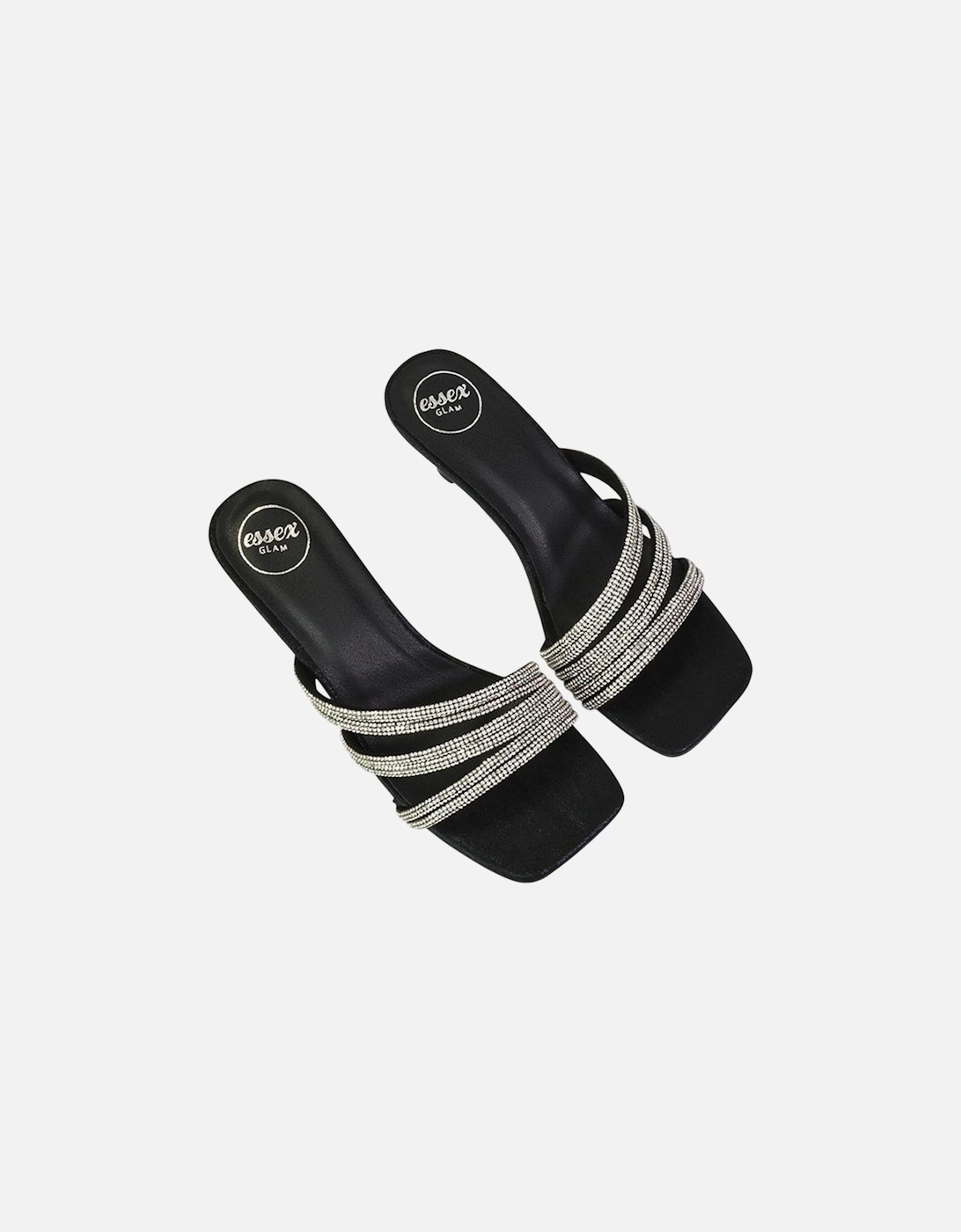 Womens/Ladies Sparkle Diamante Square Toe Mule Sandals