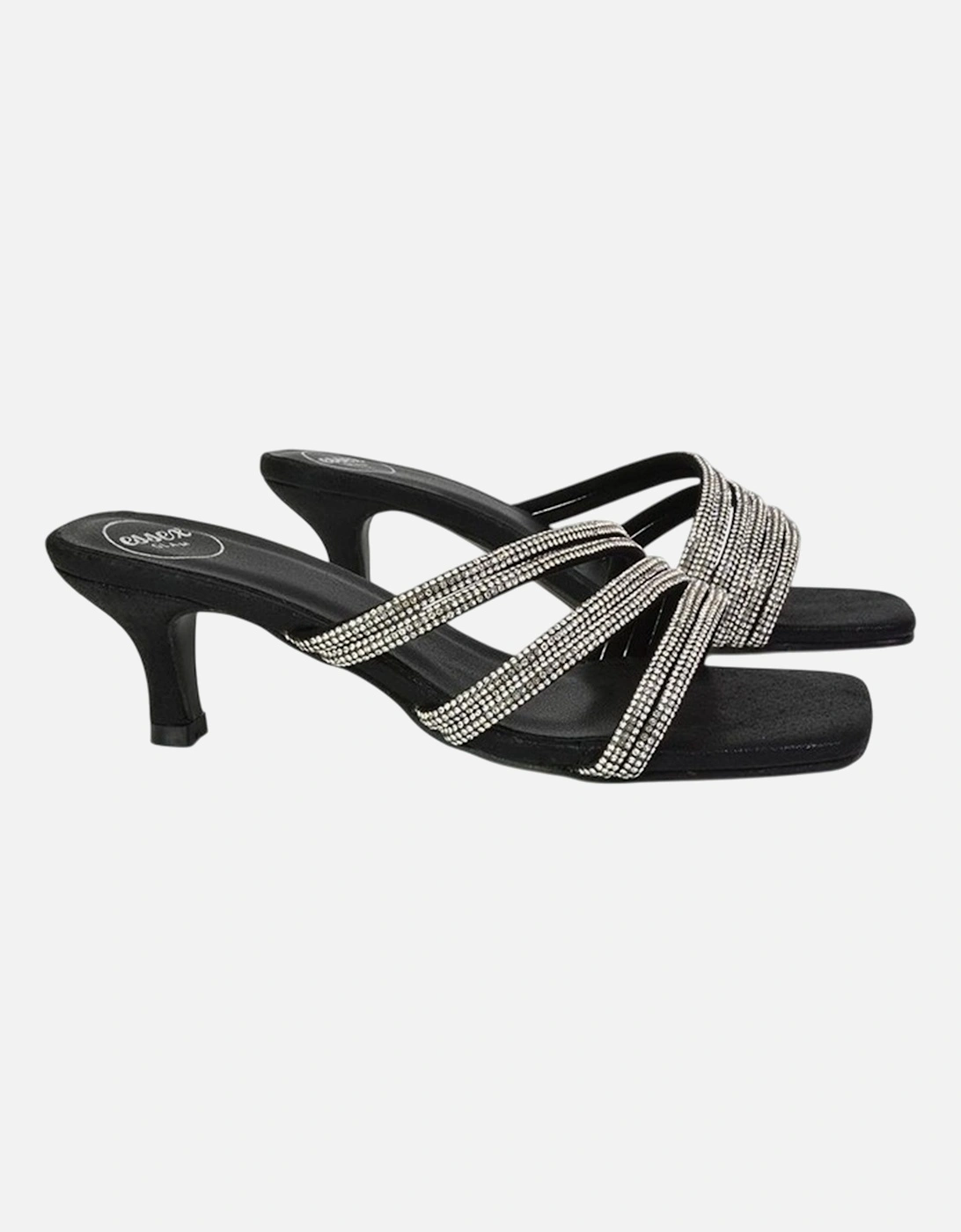 Womens/Ladies Sparkle Diamante Square Toe Mule Sandals