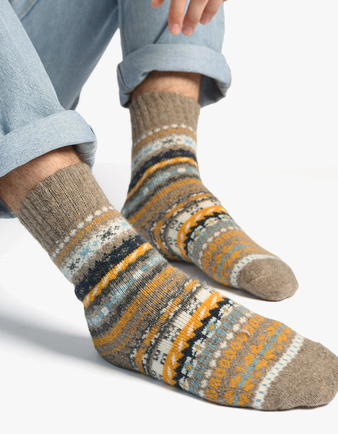 Toasties WOOL BLEND FAIR ISLE SLIPPERS SOCKS (Twin Pack) Mens Socks Multi