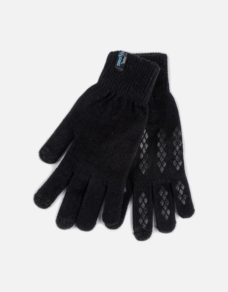 Toasties STRETCH KNITTED Touchscreen Gloves Mens Black
