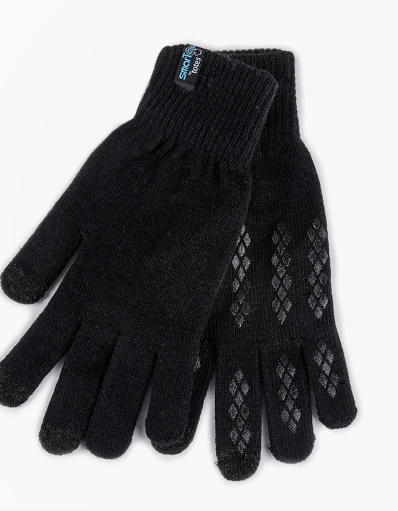 Toasties STRETCH KNITTED Touchscreen Gloves Mens Black