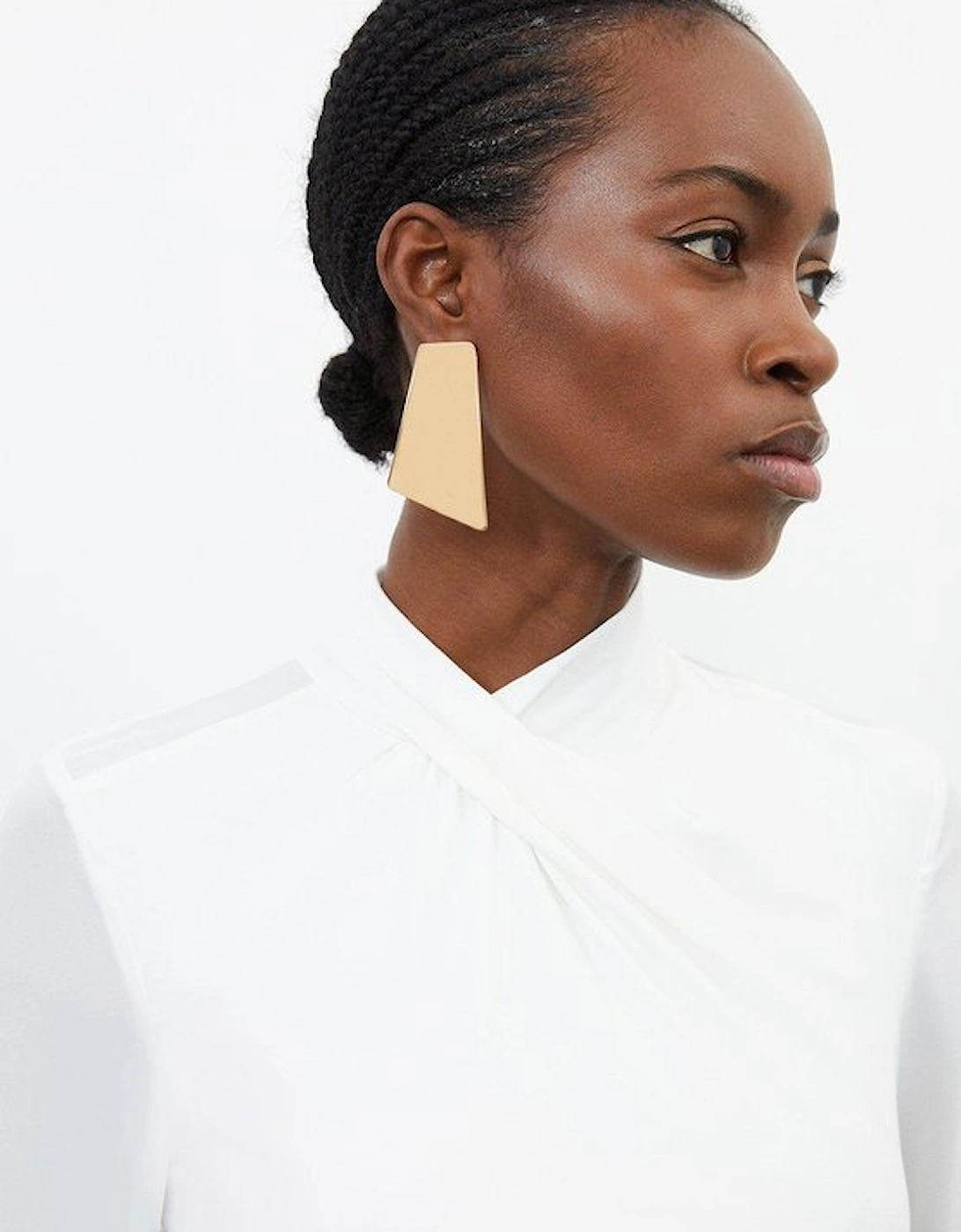 Jersey And Georgette Mix High Neck Top