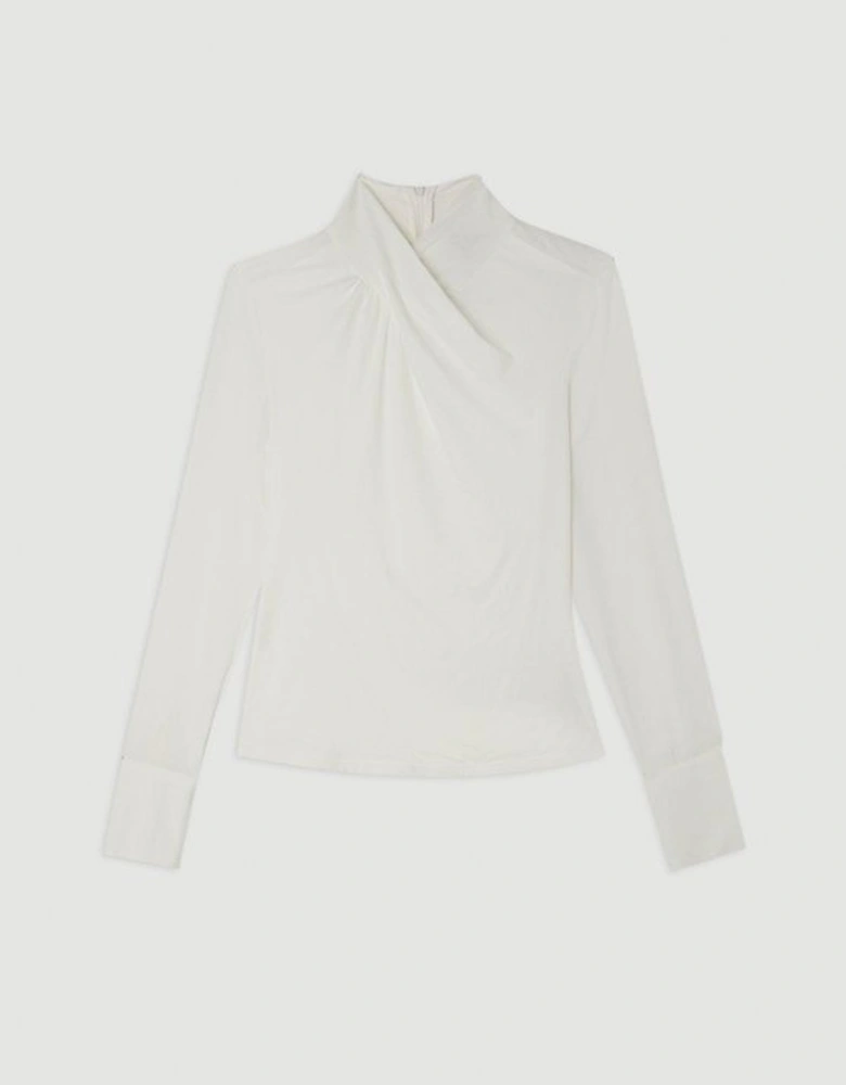 Jersey And Georgette Mix High Neck Top