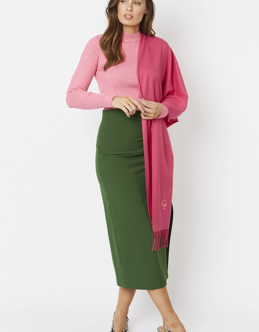 Pink Cashmere Blend Scarf