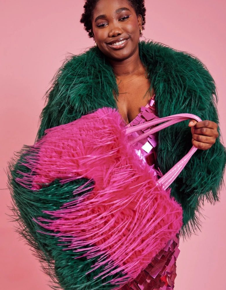 Handmade Bamboo Faux Fur Two Tones Bag