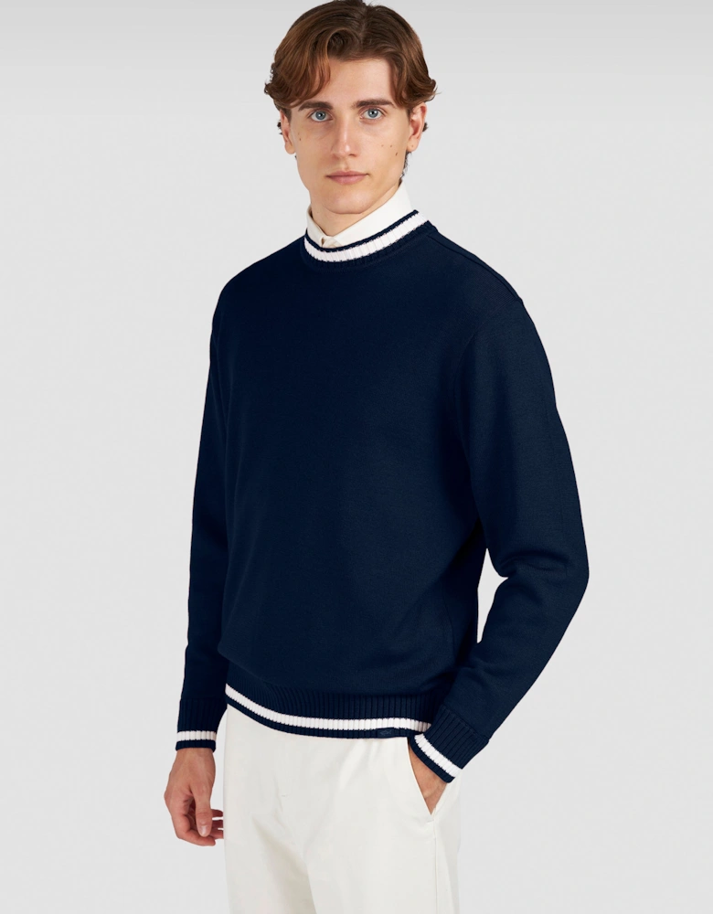 Crew Neck Wool Sweater 050 Navy