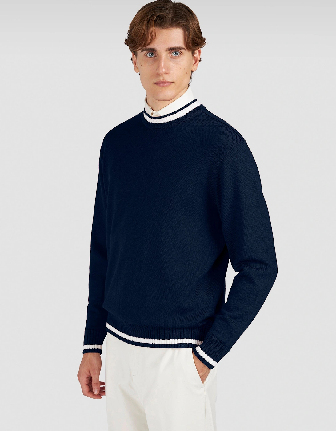 Crew Neck Wool Sweater 050 Navy