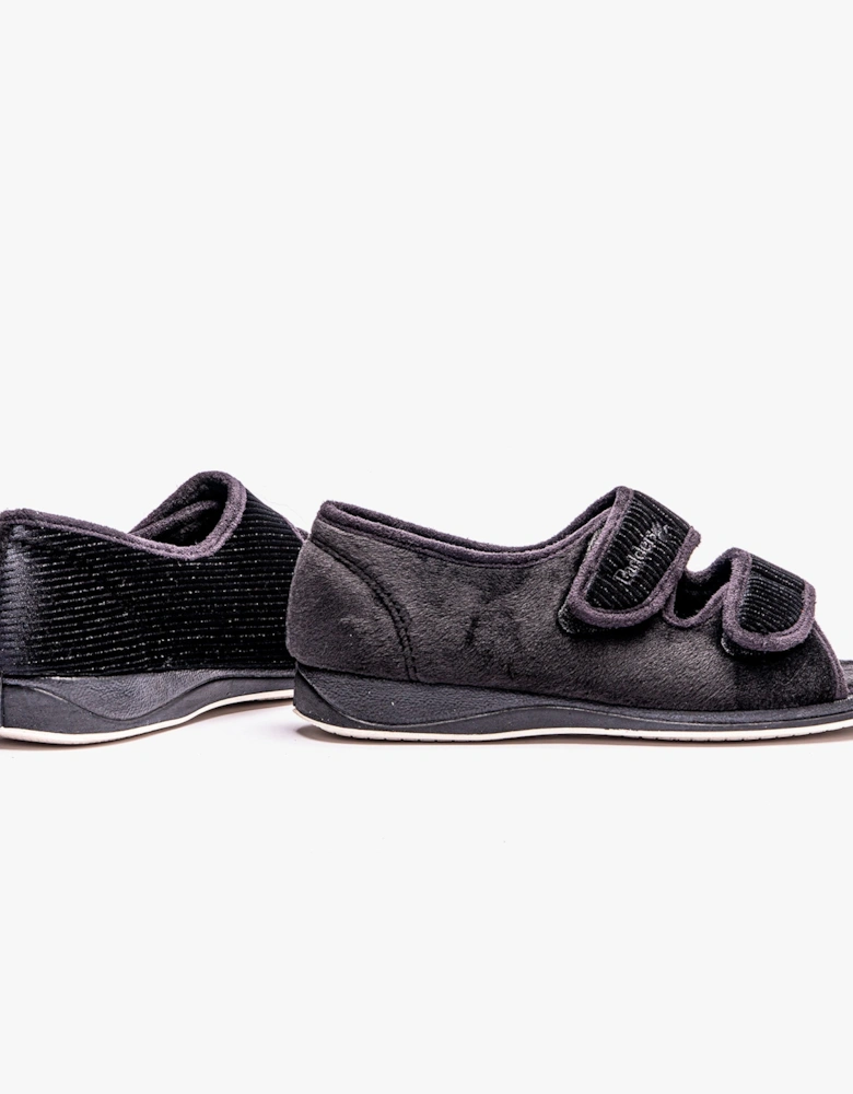 LYDIA X Womens (6E Fit) Touch Fasten Slippers Black