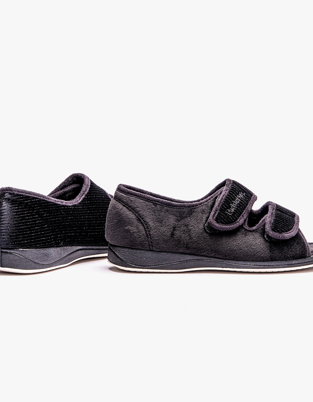 LYDIA X Womens (6E Fit) Touch Fasten Slippers Black