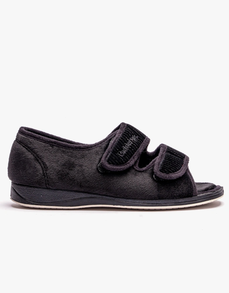 LYDIA X Womens (6E Fit) Touch Fasten Slippers Black