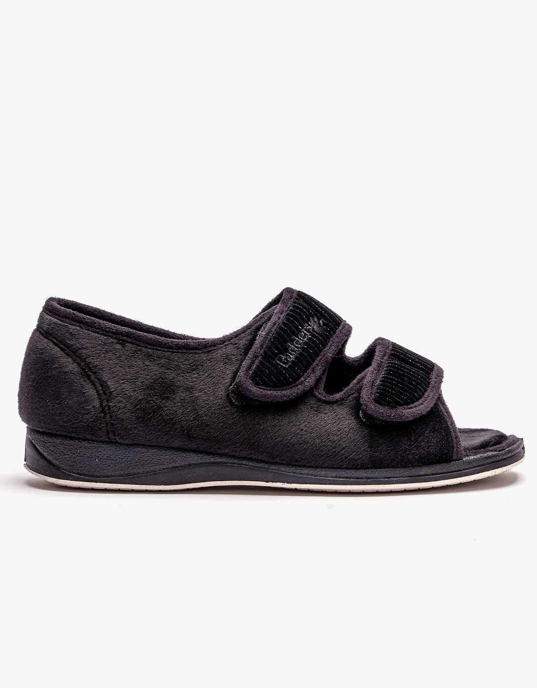 LYDIA X Womens (6E Fit) Touch Fasten Slippers Black, 6 of 5