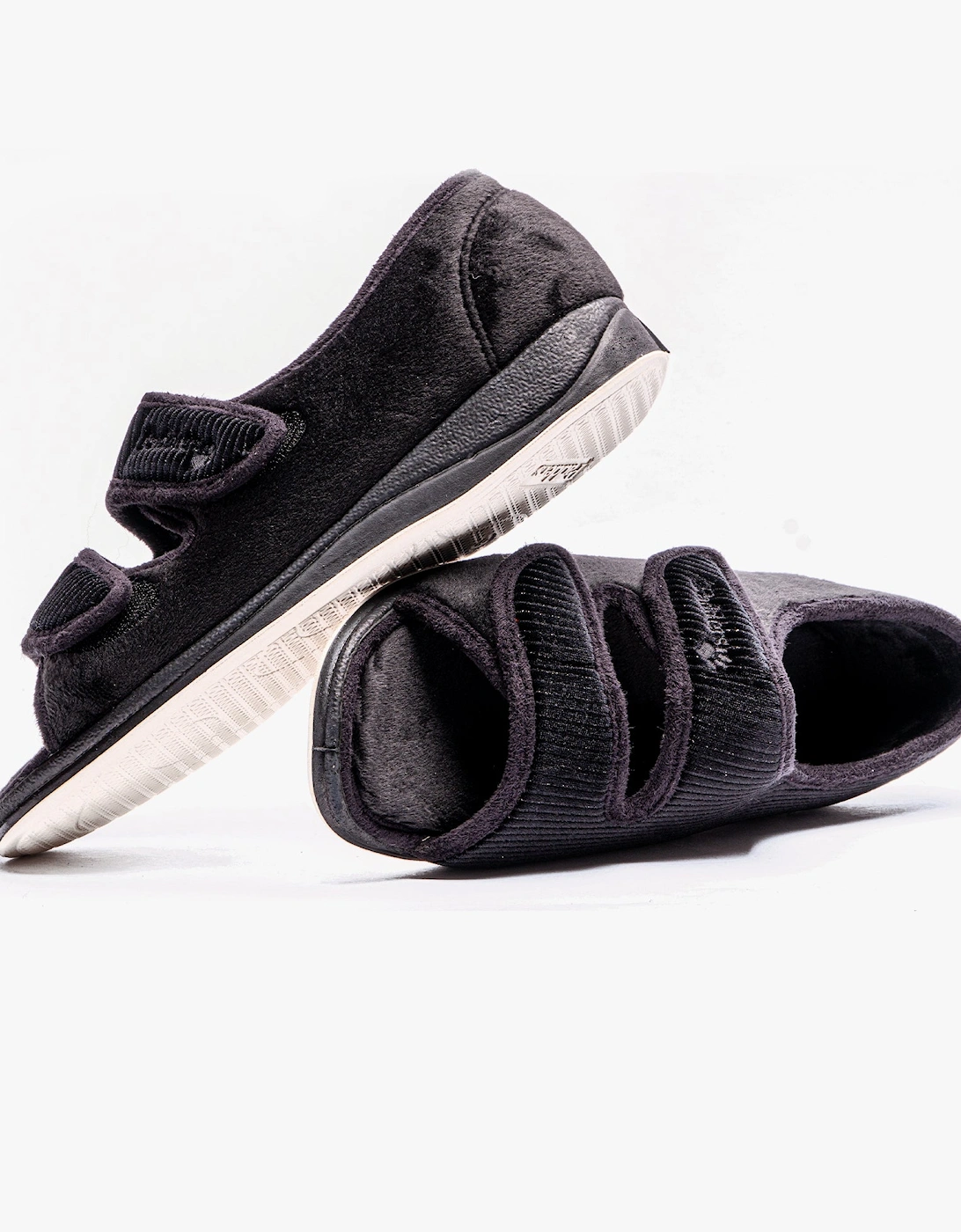 LYDIA X Womens (6E Fit) Touch Fasten Slippers Black