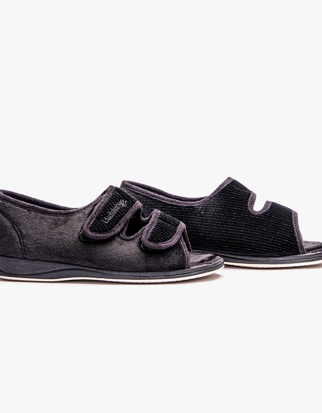 LYDIA X Womens (6E Fit) Touch Fasten Slippers Black